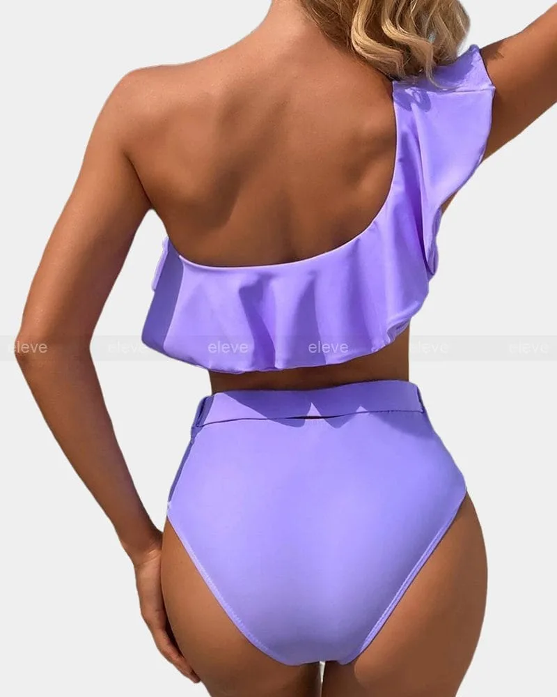 One Shoulder Purple Bikini Swimsuit - Image 5