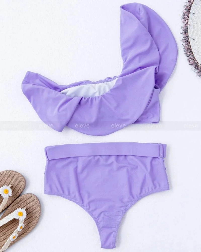 One Shoulder Purple Bikini Swimsuit - Image 3