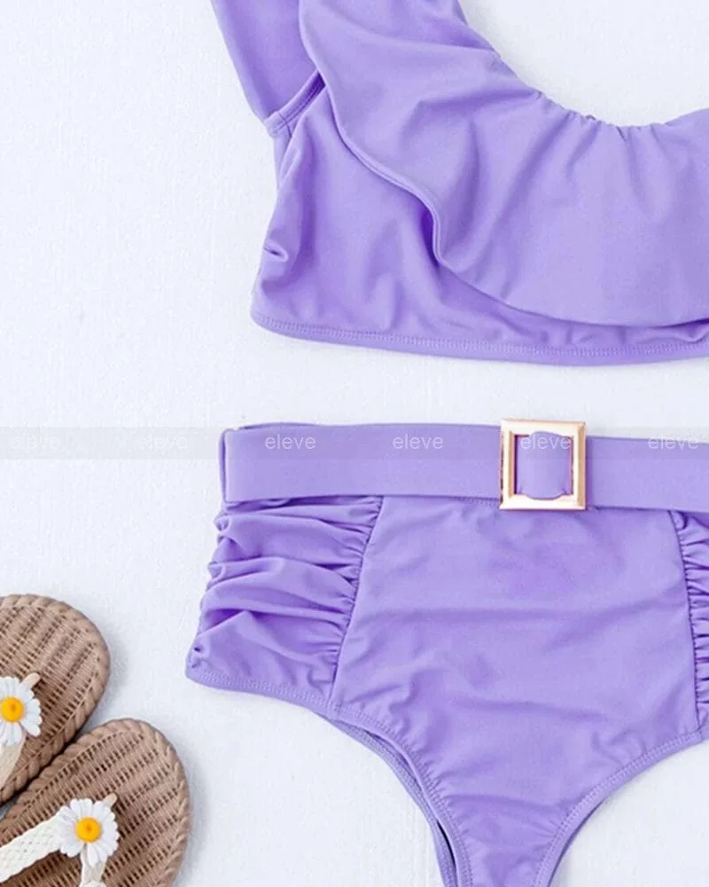 One Shoulder Purple Bikini Swimsuit - Image 4