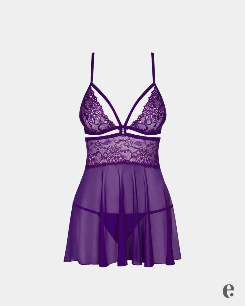 Lace Transparent Nightdress with Bow