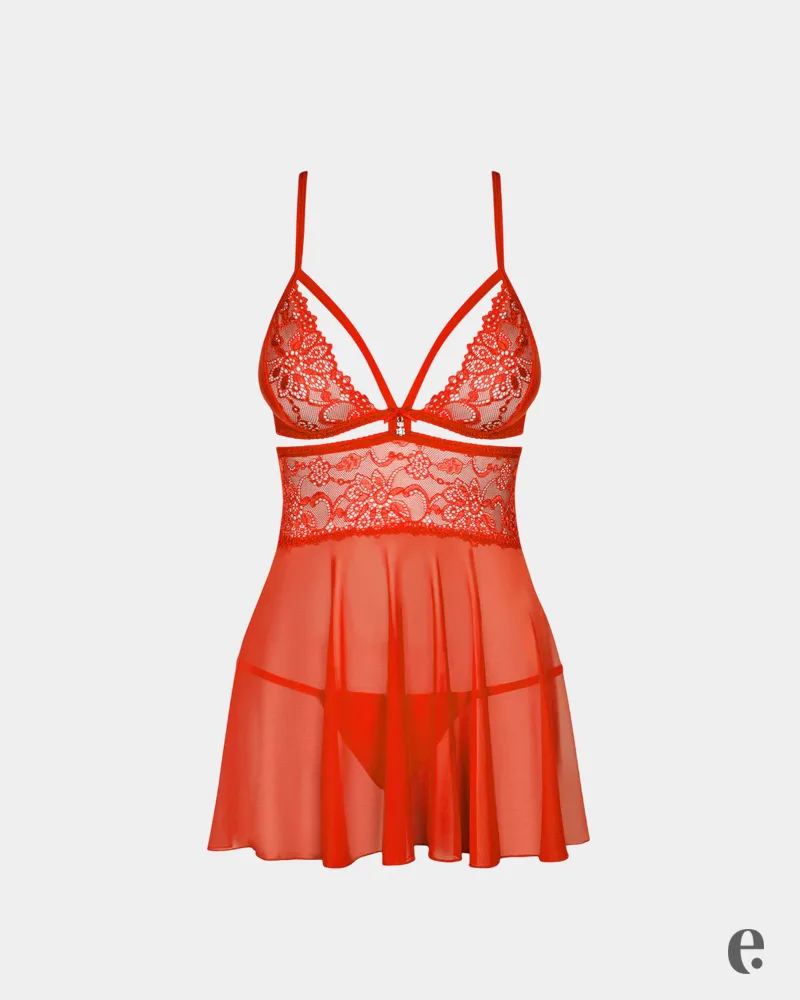 Lace Transparent Nightdress with Bow