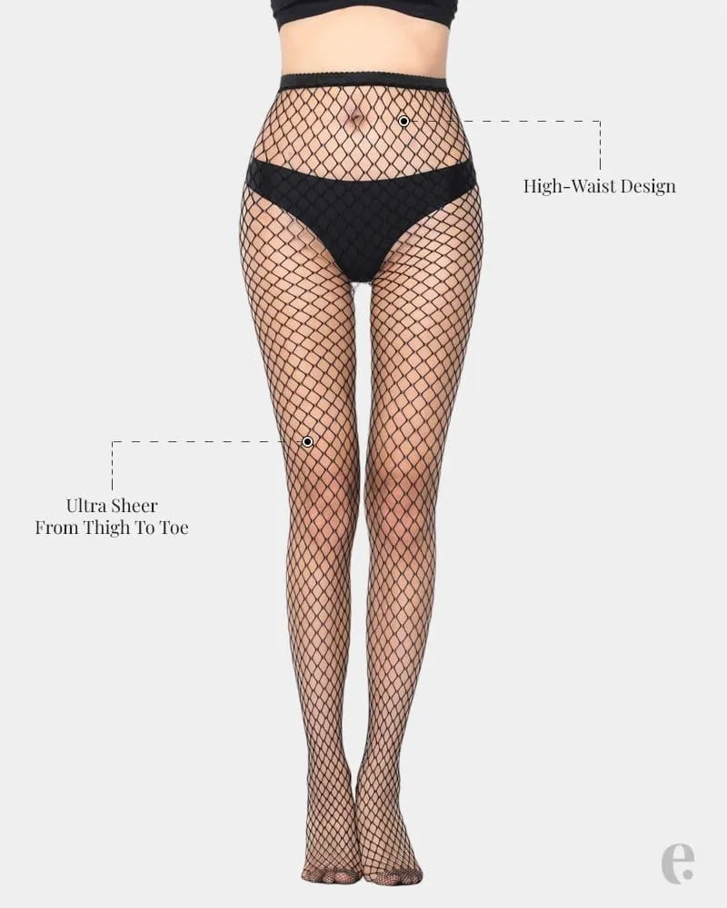 High-Rise Fishnet Design Stockings Tights - Image 3