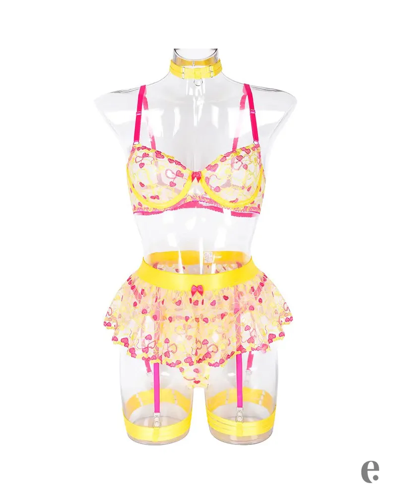 Embroidery Lace Heart design Lingerie Set - Image 3