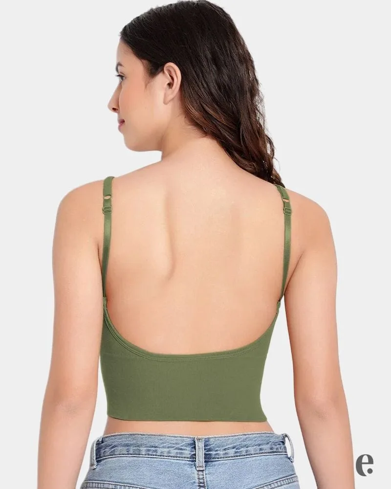 Deep U Backless Padded Sport Bra Bralette - Image 3