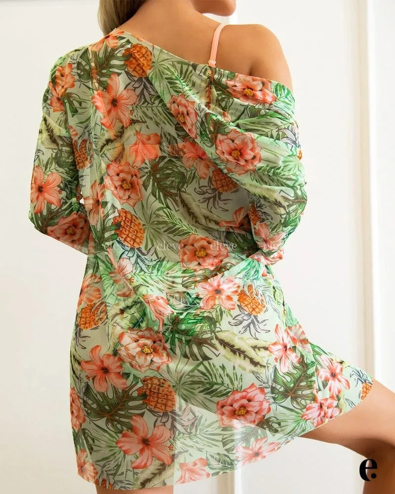 Summer Beach Tropical Print 3 Piece Swimsuit - Image 9