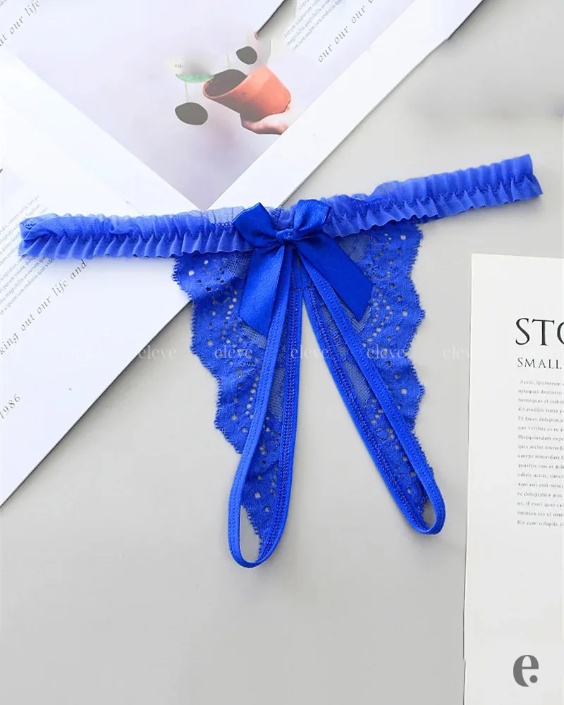 Crotch Open Lace Thong Panties - Image 5