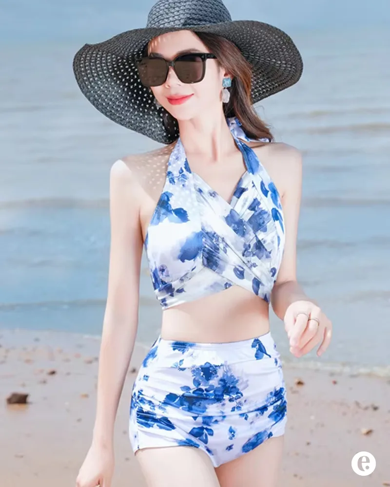 3 Pieces Floral Print Bikini Set Swimsuit