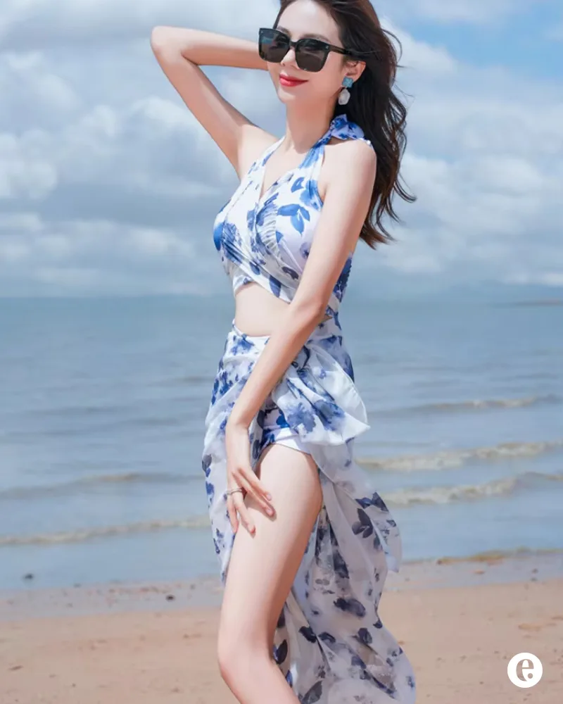 3 Pieces Floral Print Bikini Set Swimsuit