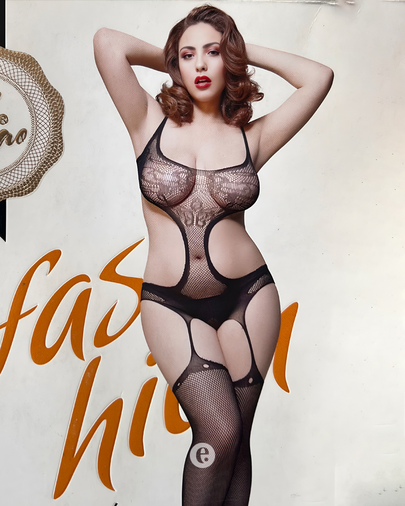 Black Romantic Women Babydoll Fishnet Lingerie