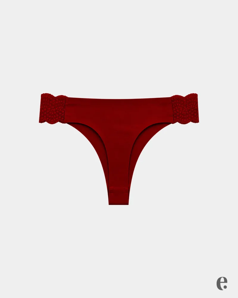 Plus Size Seamless Decorative Lace Panty Thong - Image 3