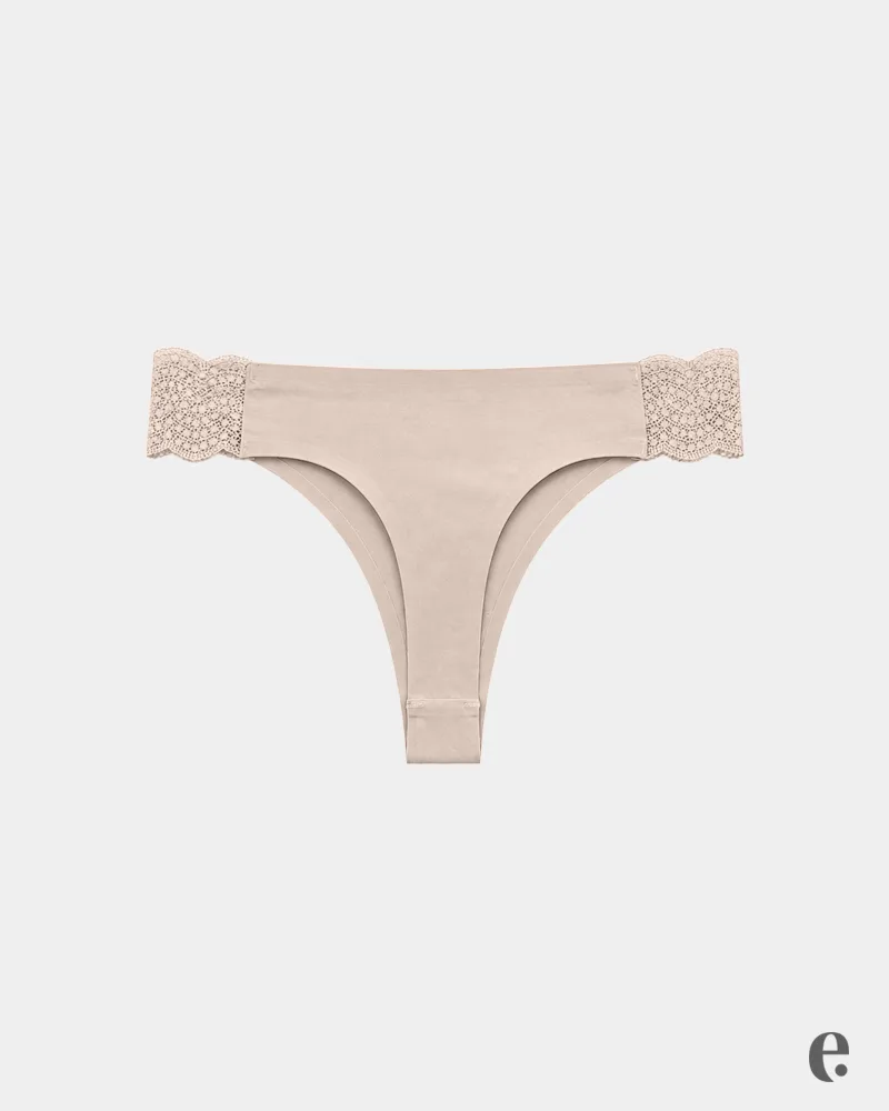 Plus Size Seamless Decorative Lace Panty Thong - Image 5