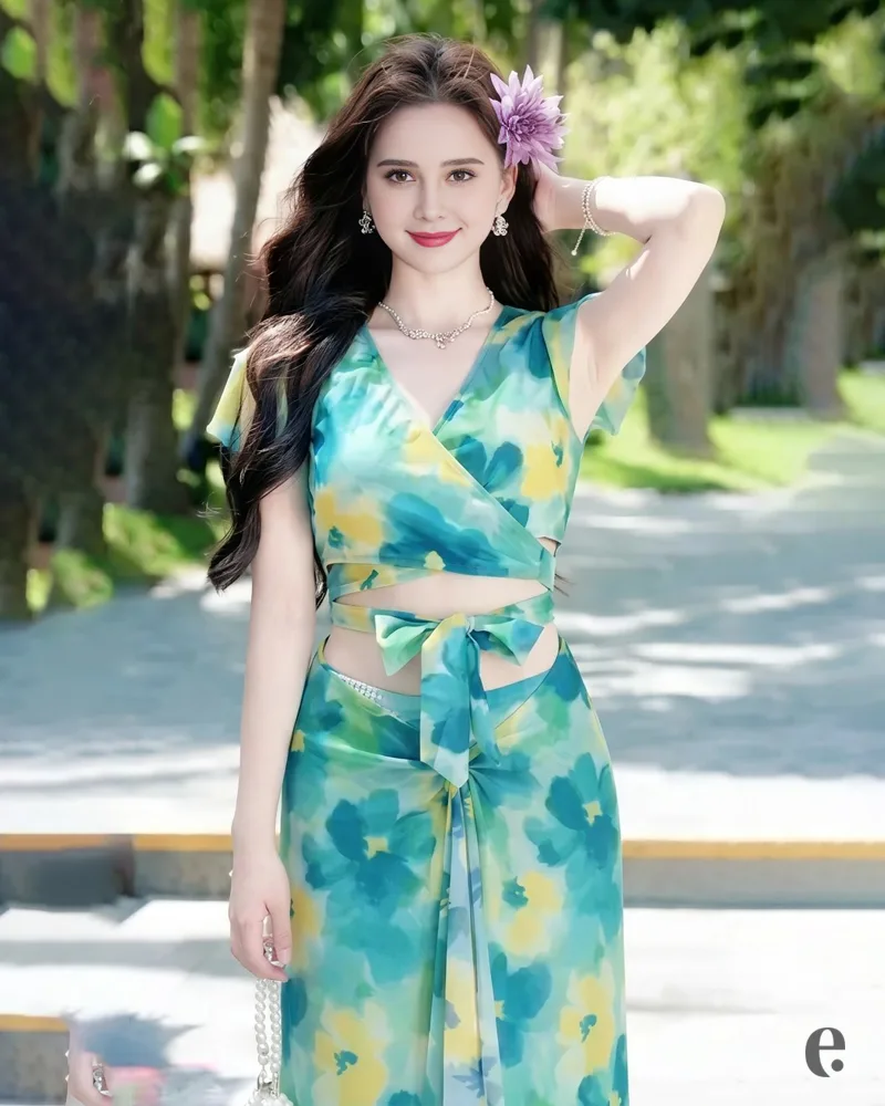 3 Pieces Floral Print Wrap Style Swimsuit